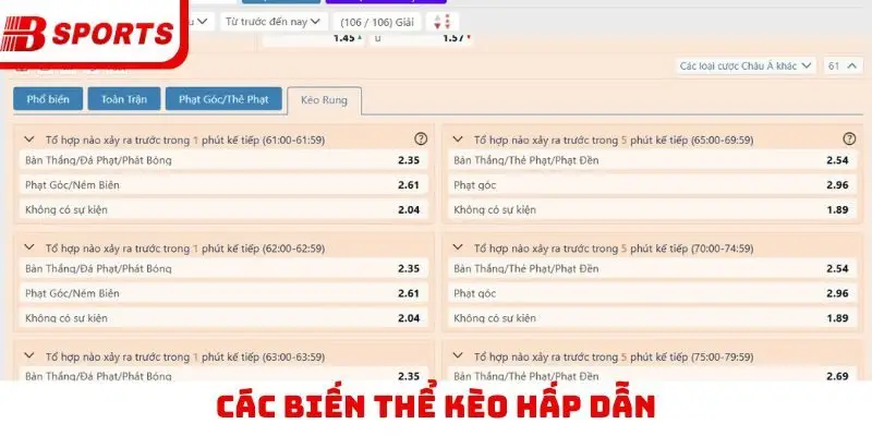 Các biến thể kèo hấp dẫn