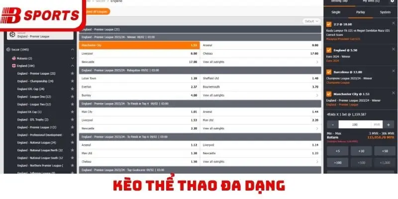 Kèo thể thao đa dạng