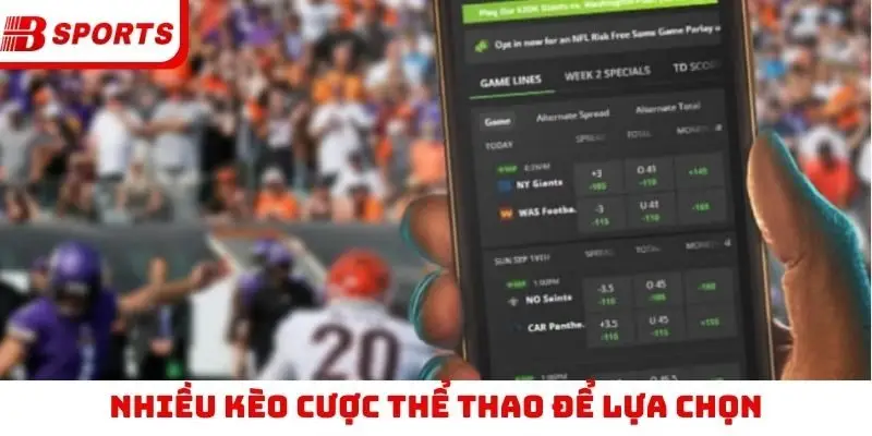 Nhiều kèo cược thể thao để lựa chọn